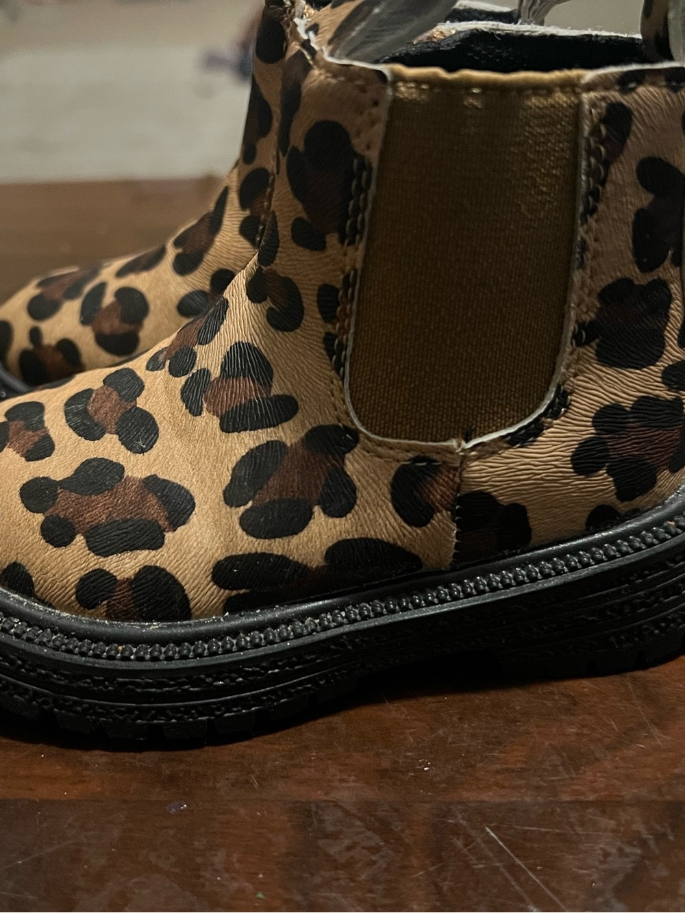 Leopard Print Chelsea Booties in Tan and Black